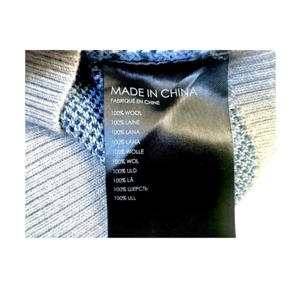 Club Manaco Women M Floral Jacquard Tee Sweater Blue/Gray 100% Wool $129 NWT - Picture 4 of 8
